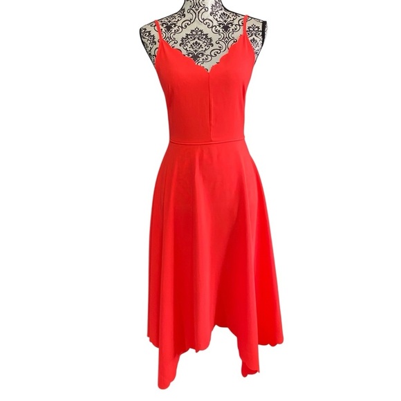 Ted Baker Simbah Laser-Cut Asymmetrical Coral Dress Sz-0-2 (Ted size-1) - Picture 4 of 7